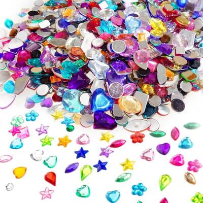 1200 stuks acryl materialen, kleurrijke sierstenen, set kunstglitterstenen om te knutselen, strass-steentjes voor knutselwerk, feestevenementen