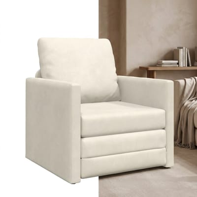 Slaapstoel - Uitklapbaar - Slaapbank - Logeerbed - Zetelbed - Slaapfauteuil - Vouwbed - 1 persoons - Zeer comfortabel - Crème