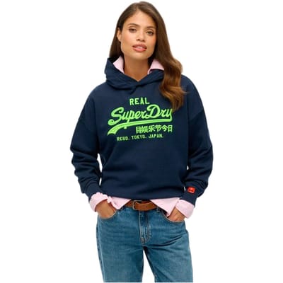 Superdry - Vintage Logo Neon Relaxed Hoodie - Dames - Hoodies