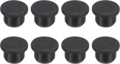 Set van 8 Zwarte Ronde Rubberen Afstoppluggen voor Gaten van 13-14mm
