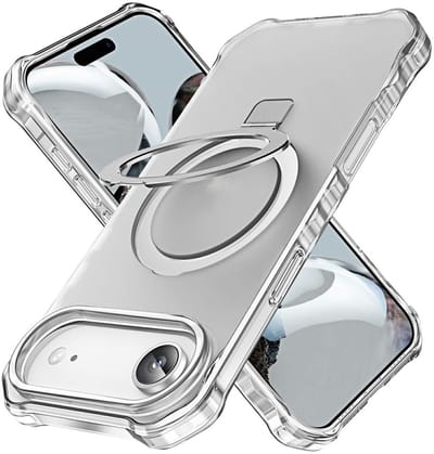 Coverup Hoesje - Geschikt voor iPhone Air Hoesje - Coverup ShockProof TPU Back Cover met MagSafe Compatible Ring Kickstand - Grijs
