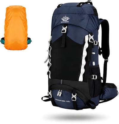 CarryQuest® 60L Hiking Backpack - Waterbestendige Wandelrugzak met Regenhoes, Drinksysteem & Capaciteitsuitbreiding - Donkerblauw