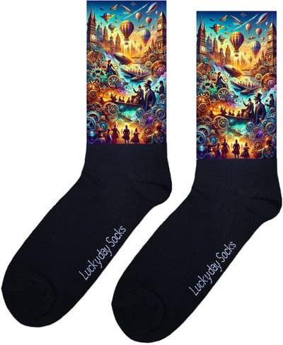 Steampunk - Valentijns Cadeau - Grappige sokken - Leuke sokken - Hem Haar sokken - Vrolijke sokken - Sint cadeau - Vaderdag - Moederdag - Verjaardag cadeau - Kerst cadeau - Leuk Cadeau - Fantasie - Fictie - Socks maken Happy - 37-44