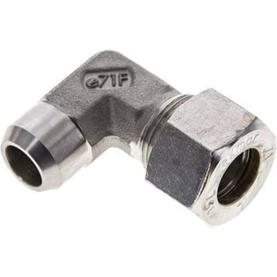 15L & 19mm RVS L-Vorm Knelfitting Lasverbinding 315bar ISO 8434-1