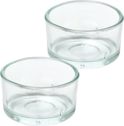Trend Candles theelichthouder - 2x - glas - transparant - 4x3 cm - waxinelicht