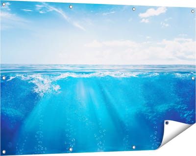 Gards Tuinposter Helder Blauwe Zee onder Water - 120x80 cm - Tuindoek - Tuindecoratie - Wanddecoratie buiten - Tuinschilderij