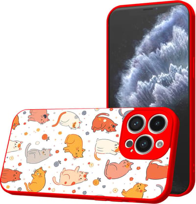 Smartphonica Telefoonhoesje Geschikt voor iPhone 11 Pro met Katten en Poezen opdruk - TPU Back Cover Case Cats Design - Rood geschikt voor iPhone 11 Pro