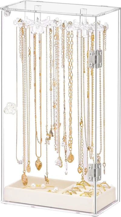 Ketting Houder - Sieraden Organizer - Sieraden Opbergen - 360 Graden Draaibaar - 12.5 x 16 x 8.4 cm - Transparant