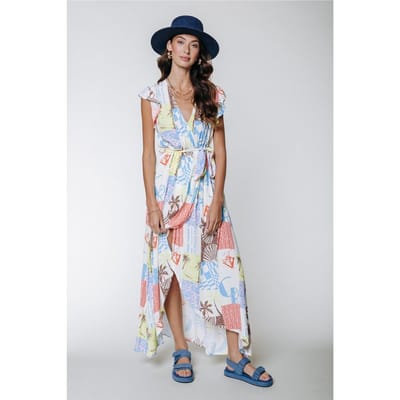 Colourful Rebel Elva Patchwork Maxi Dress Multicolor Taille: L | Robes longues Outlet | Femme
