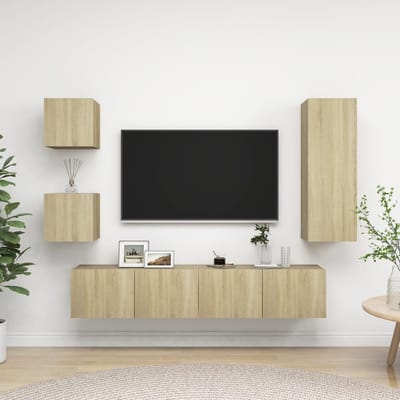 vidaXL - 5-delige - Tv-meubelset - bewerkt - hout - sonoma - eikenkleurig