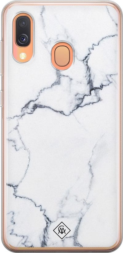 Casimoda® hoesje - Geschikt voor Samsung A40 - Marmer Grijs - Backcover - Siliconen/TPU - Grijs