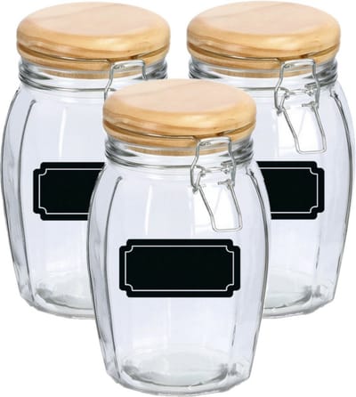 Weckpotten/inmaakpotten - 6x - 1.2L - glas - met beugelsluiting - incl. etiketten