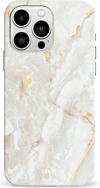 xoxo Wildhearts Marble Off Whites - Single Layer - Hoesje geschikt voor iPhone 13 Pro hoesje - Marmer hoesje - Shockproof base - Beschermhoesje geschikt voor iPhone 13 Pro case - Gebroken wit