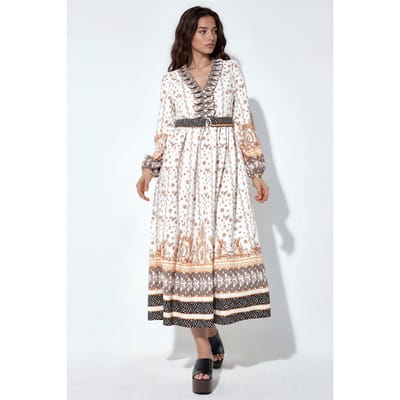 Florale Maxi Jurk met Ceintuur