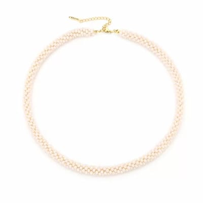 Bijoutheek Collier Kleine Kralen Off White