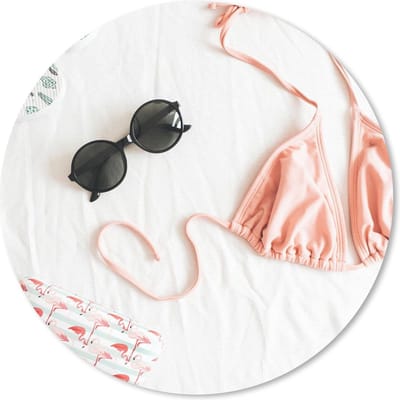 Muismat rond 20x20 cm - Mousepad Zomer - Bikini - Zonnebril - Ronde muismatten