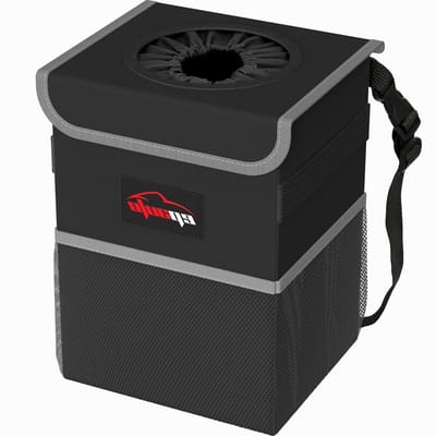Waterdichte Auto Prullenbak - Afvalbak Auto - Auto Interieur Schoon - Met Deksel en Opbergzakken - 26.67 cm Hoog - Zwart