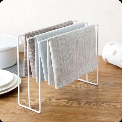 Dailygoods - Keukenaanrecht Vaatdoek Droogrek Ijzer Vaatdoek Handdoekhouder Staande Vaatdoek Opberghanger voor Thuis (Wit)