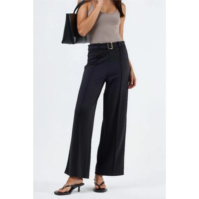 Hoge Taille Rechte Broek met Ceintuur