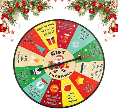 Kerst Ruilspel - Draaiwiel Cadeau - Feestelijke Activiteit - Soepele Rotatie - 26 x 26 x 4 cm - Uniek Kenmerk