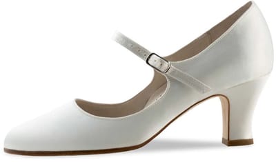 Werner Kern Ashley LS Bruidsschoenen Wit Satijn - Lederen Zool - 'Mary Jane' model - Dansschoenen Dames - Hoge kwaliteit - Latin en Ballroom schoenen - Werner Kern Bridal - Wit - 43 1/3