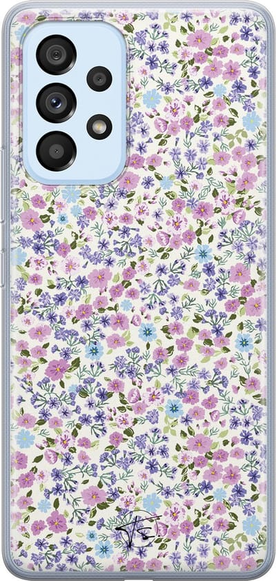 Hoesje geschikt voor Samsung Galaxy A53 - Paarse bloemen - Soft Case - TPU - Bloemen - Paars - Mooie Telefoonhoesjes