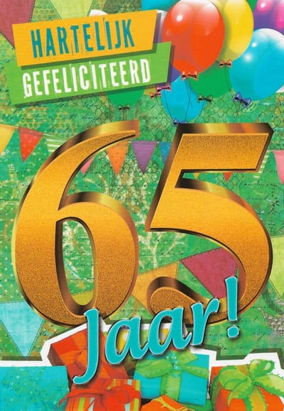 Verjaardagskaart 65 Jaar - Wenskaart Verjaardag - Kaart 65 Jaar