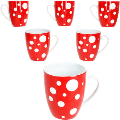 MamboCat Set van 6 PULA ROT porseleinen koffiemokken voor 6 personen