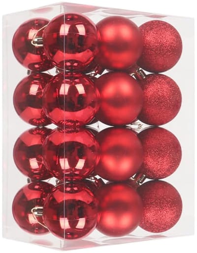 Dailygoods - 24-Delige Set Kerstballen Rood - 3 cm Onbreekbare Kerstversiering