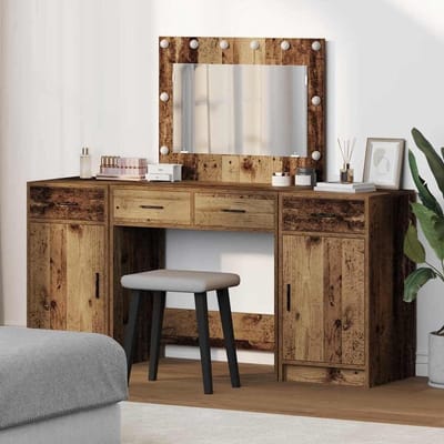Kaptafel met lade - Make-uptafel slaapkamer - Persoonlijke verzorging - Geïntegreerde spiegel - 785 cm breed - Bruin