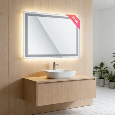 KUTAS® Badkamerspiegel met verlichting - Badkamerspiegel - Wandspiegel - 3 LED standen - Anti-Condens - 3000K/4500K/6500K - 70x50cm