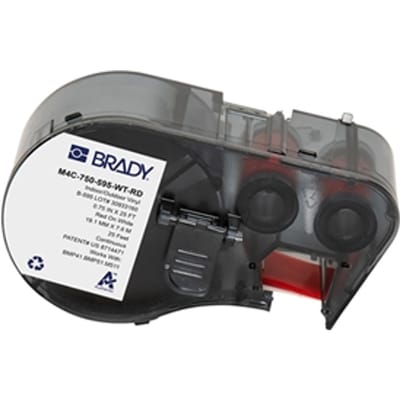 Brady M4C-750-595-WT-RD tape vinyl rood op wit | 19,05 mm x 7,62 m (origineel)