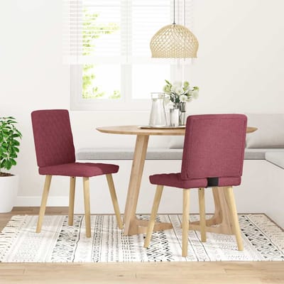 vidaXL Eetkamerstoelen 2 st stof wijnrood