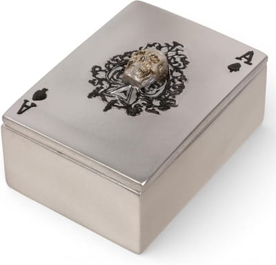 Opbergdoos Doodskop - Decoratieve doos - Kleine schatten bewaren - Uniek reliëf ornament - Rechthoekig - Zilver