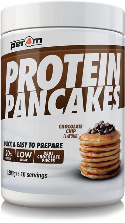 PER4M Protein Pancakes Chocolate Chip – Eiwitrijke Pannenkoekenmix – 20 g Eiwit per Portie – Snel & Makkelijk Gezond Ontbijt of Snack – 1200g - Chocolat Chip smaak