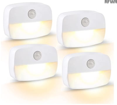 RFWR® LED Nachtlampje met Bewegingsmelder voor Binnen en Buiten - Warmwit Licht, 4 Stuks