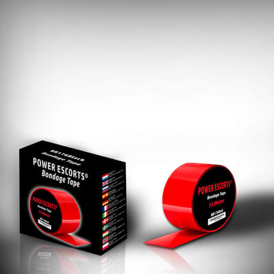 Power Escorts Bondage Tape 15 Meter - Rode Fetish Tape - Zelfklevend zonder Lijmresten - BR176 Red - Luxe Cadeaubox