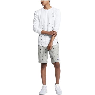Jordan Effen Kleur Ronde Hals Pullover Met Logoprint Lange Mouw T-shirt Heren Tops Wit 819122-100 XL white