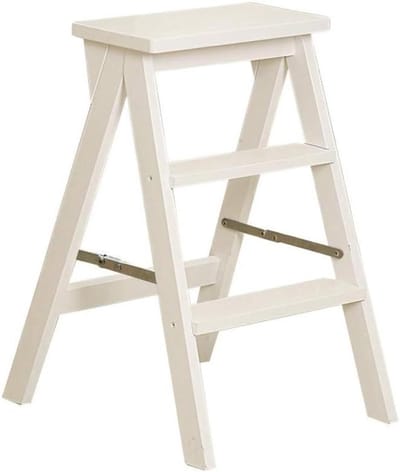 Houten trapkruk - Opvouwbare ladder - Huishoudelijk gebruik - Multifunctioneel ontwerp - 3 treden - Natuur hout