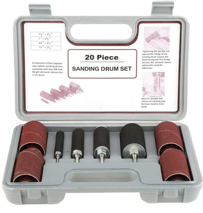 Dailygoods - 20Pcs Drum Sander Kit - Rubber Schuurdrum Set - Inclusief Opbergtas - Voor Boormachines - Geschikt voor Houtbewerkers - 80 Grit