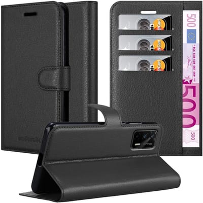 Cadorabo Hoesje geschikt voor Realme GT / GT Neo 2T / Q3 PRO in PHANTOM ZWART - Beschermhoes met magnetische sluiting, standfunctie en kaartvakje Book Case Cover Etui