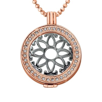 Munthouder met Ketting en Munt 33mm Bloem Patroon - Roségoudkleurig met Zirkonia - ERHS670