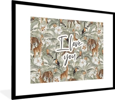 Fotolijst incl. Poster - Love - Quotes - I love you - Spreuken - 80x60 cm - Posterlijst