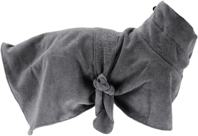 Hondenbadjas met trekkoord, sneldrogende handdoek voor huisdieren, maat L, grijs, ideaal voor na het bad of de wandeling