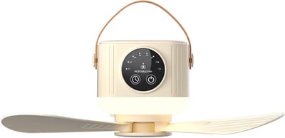 Multifunctionele, stille plafondventilator met verlichting, USB-oplaadfunctie en afstandsbediening. Perfect voor binnen- en buitengebruik. USB-oplaadbare lamp.