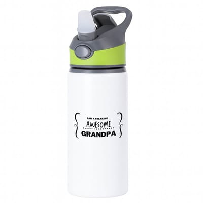 Hacebo® - I am a freaking awesome grandpa waterfles met rietje groen - Opa - geweldige opa - liefste opa - verjaardag - cadeau - kado - bedankje - geschenk - water fles - 650ML