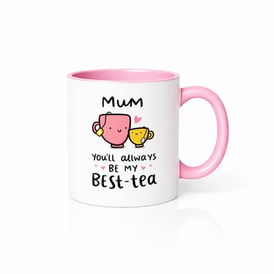 Grappige Mum Roze-Witte Koffiemok 330 ml – Schattig “Best-Tea” Cadeau voor Theeliefhebbers