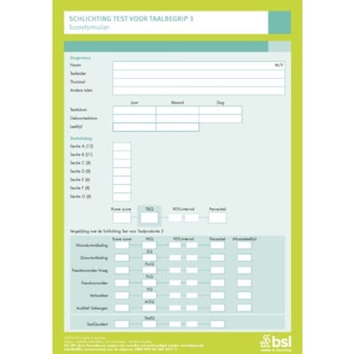 Schlichting Test Voor Taalbegrip 3 - Scoreformulieren - L. Schlichting