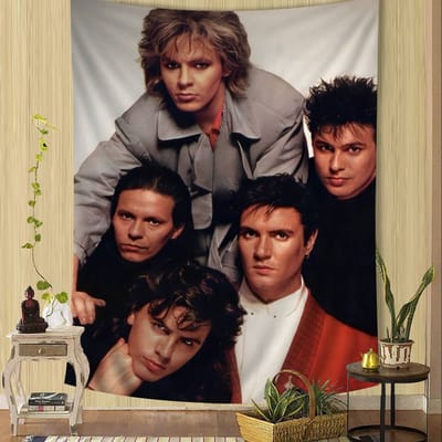 D-Duran Duran Muziekband Anime Wandkleed Hippie Bloemen Wandtapijten Slaapkamer Decoratie Wanddecoratie Huisdecoratie 60x90cm