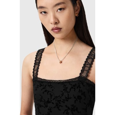 AllSaints Charli Flocked Body Black Taglia: 8 | Magliette intime Outlet | Donna | Nero